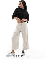ASOS - Asos design petite - pantalon large dad en lin mélangé - naturel - Lyst