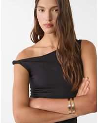 Stradivarius - Manchette texturée - doré - Lyst