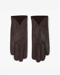 Barneys Originals - Real Leather Gloves With Suede Cuff Detail - Lyst