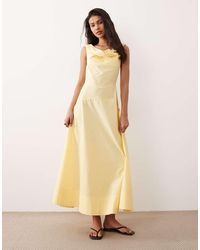 ASOS - Heavy Poplin Maxi Dress With Draped Neckline - Lyst