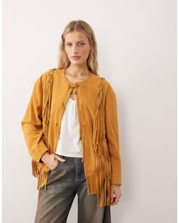 Urbancode - Veste oversize bohème en daim à franges - Lyst