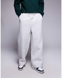 ASOS - Joggers Gris Jaspeado De Pernera Ancha De Tejido Grueso Efecto Neopreno De - Lyst