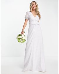 Maids To Measure - Bridesmaid Open Back Chiffon Maxi Dress With Button Through Detail - Lyst