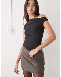 Weekday - Mini Rok Van Co-Ord Set Met Visgraatmotief En Onafgewerkte Randen - Lyst
