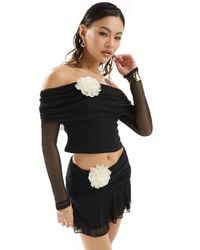 ASOS - Co-ord Bardot Top With Contrast Corsage Detail - Lyst