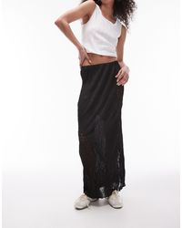 TOPSHOP - Plisse Lace Mix Jersey Skirt - Lyst
