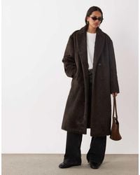 Brave Soul - Faux Wool Oversize Double Breasted Overcoat - Lyst