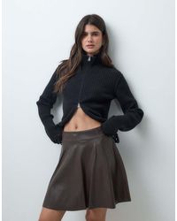 Noisy May - High Waisted Pleated Faux Leather Mini Skirt - Lyst