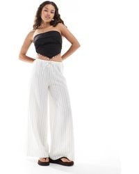 Stradivarius - Petite Linen Look Wide Leg Trouser - Lyst