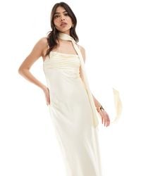 Forever New - Satin Slip Midaxi Dress With Neck Tie - Lyst
