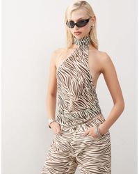 Lioness - – oberteil mit gebundenem ausschnitt und zebramuster - Lyst