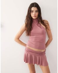 Collusion - Soft Slinky Halter Neck Crop Top - Lyst