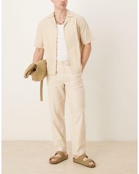 Mango - – locker geschnittene, gestreifte hose aus leinenmix - Lyst