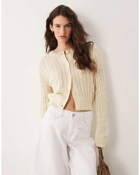 Miss Selfridge - Cable Knit Crew Neck Cardigan - Lyst