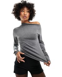 Collusion - Long Sleeve Draped Off The Shoulder Top - Lyst