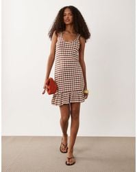 ASOS - Crochet Jersey Scoop Neck Mini Dress With Frill Detail - Lyst