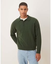 ASOS - Oversized Knitted Lambswool Rib Polo - Lyst