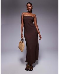 ASOS - Textured Bandeau Tie Back Midi Dress - Lyst