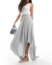 Miss Selfridge - Gonna Lunga Azzurra Testurizzata Con Fondo A Fazzoletto - Lyst