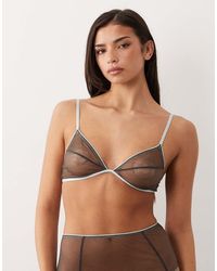 ASOS - Emilia Sheer Mesh Triangle Bra With Contrast Trim - Lyst