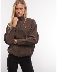 CERNUCCI - Faux Suede Funnel Neck Jacket - Lyst