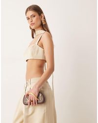 ASOS - Tailored Satin Crop Top With Scarf Detail - Lyst