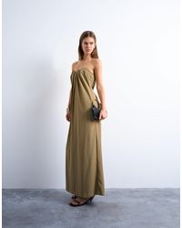 TOPSHOP - – trägerloses midikleid aus popeline - Lyst