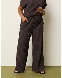 Yours Clothing - Bubble Textured Wide Leg Trousers - Lyst