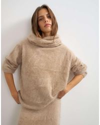 TOPSHOP - Knitted Mix And Match Brushed Pure Cashmere Premium Deep Funnel Neck Jumper - Lyst