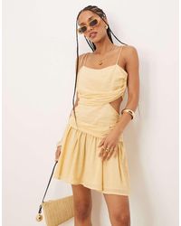 ASOS - Crinkle Cami Mini Dress With Tie Straps - Lyst