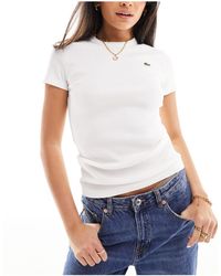 Lacoste - T-shirt a maniche corte girocollo bianca - Lyst