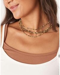 ASOS - Collar Verde Y Marrón De Varias Hileras De Cuentas De - Lyst