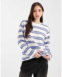 Pieces - Oversized Gestreept Rugby-T-Shirt Met Lange Mouwen - Lyst