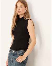 Gina Tricot - Sleeveless High Neck Knitted Top - Lyst