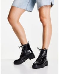 Damen Stiefeletten Plateau Boots Outdoor Profil-Sohle Schnürer 901277 New Look 