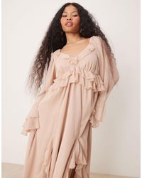 Miss Selfridge - – boho-maxikleid aus chiffon mit rüschen - Lyst