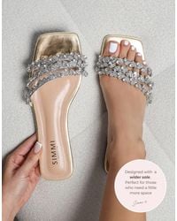 SIMMI - Tapri Wide Fit Diamante Flat Sandals - Lyst