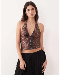 Motel - Cosimo Halter Mesh Top - Lyst