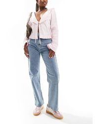 Miss Selfridge - Vaqueros De Pernera Recta Con Lavado Descolorido Claro De -Azul - Lyst