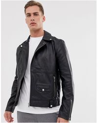 barney's originals real leather varsity jacket with panelling