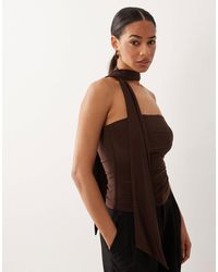 ASOS - Slinky Bandeau Top With Beaded Scarf - Lyst