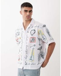 ASOS - Oversized Revere Shirt With Summer Print - Lyst