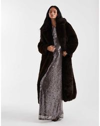 4th & Reckless - Faux Fur Oversized Belted Maxi Coat - Lyst