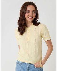 Threadbare - Pointelle Knit Scalloped Polo Shirt - Lyst