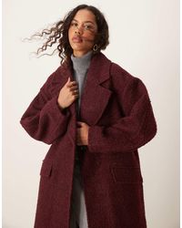 ASOS - Abrigo Cómodo De Bouclé De -Rojo - Lyst