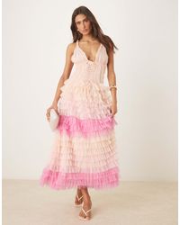 Amy Jane London - Iris Tulle Frill Corset Midi Dress - Lyst