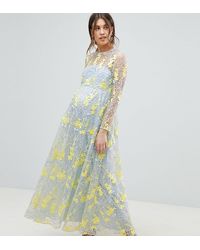 asos edition maternity embroidered floral maxi dress in dobby spot