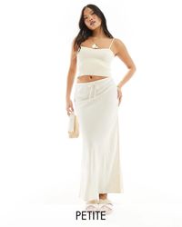 Stradivarius - Petite Linen Look Maxi Slip Skirt - Lyst