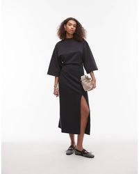 & Other Stories - Robe mi-longue fendue sur le devant à manches larges en jersey - Lyst