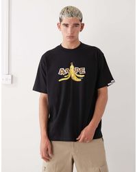 Aape By A Bathing Ape - Camiseta Negra De Corte Cuadrado Con Logo Estampado En El Pecho Y La Espalda De - Lyst